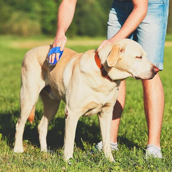 2 Pack Dog Grooming Brush - Dog Cat Bath Soothing Massage Rubber Brush - Pet Bath Brush with Adjustable Ring Handle Suitable for Long Short Haired Pet, Green