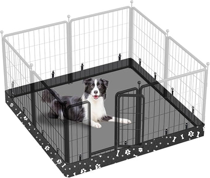Dog Playpen Square Bottom Pad Fits for 48 Inch 8 Panels Metal Exercise Pet Playpen, Dog Crate Pad Puppy Playpen Pad, Elastic Buckles Connections.(Note: Playpen Not Included) -Black