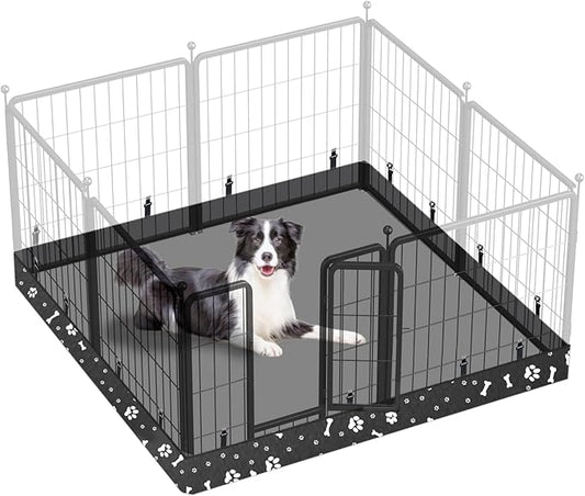 Dog Playpen Square Bottom Pad Fits for 48 Inch 8 Panels Metal Exercise Pet Playpen, Dog Crate Pad Puppy Playpen Pad, Elastic Buckles Connections.(Note: Playpen Not Included) -Black