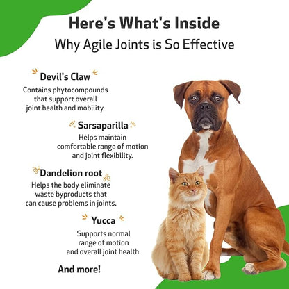 Pet Wellbeing Agile Joints for Dogs - Hip and Joint Health, Mobility, Devil_ Claw, Boswellia, Joint Ligament and Cartilage - Veterinarian-Formulated Herbal Supplement 4 oz (118 ml)