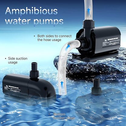 AQQA Aquarium Water Pump,Controllable Return Pump with LCD Display,Constant Flow Mode+Wave Making Mode+Feeding Mode,Submersible and inline Sump pump Pond Pump for Freshwater Saltwater (40W)