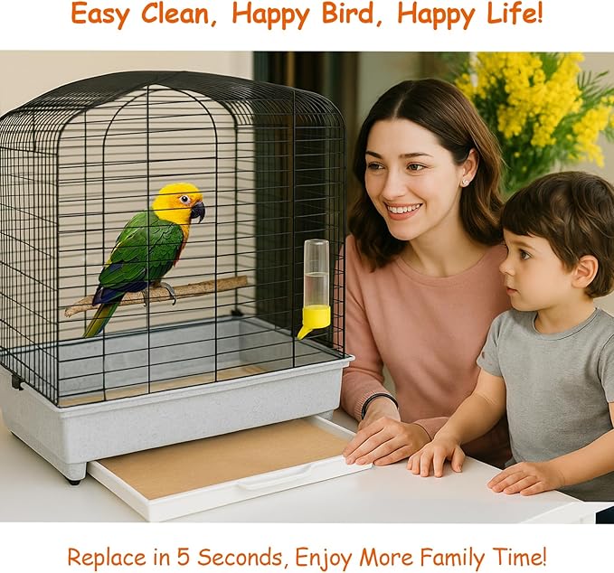 30-Pack Bird Cage Liners - 13.8x13.8 Inch Leak-Proof Disposable Tray Pads for Parrots, Parakeets, Cockatiels, Lovebirds | Easy-Clean Cage Bottom Paper | Customizable Size
