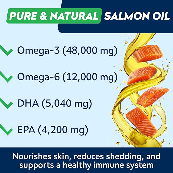 STRELLALAB Omega 3 for Dogs - (360Ct) Fish Oil Treats - Allergy & Itch Relief Skin&Coat Supplement - Dry Itchy Skin, Shedding, Hot Spots Treatment, Anti Itch - Pet Salmon Oil Chews - Chicken Liver