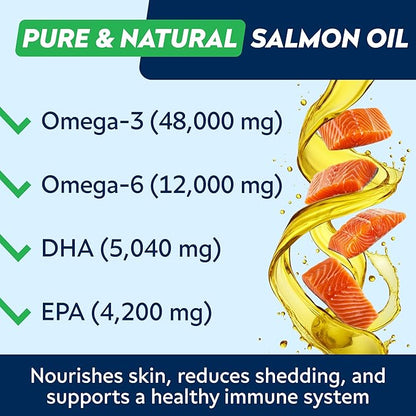 StrellaLab Omega 3 for Dogs - (360Ct) Fish Oil Treats - Allergy & Itch Relief Skin&Coat Supplement - Dry Itchy Skin, Shedding, Hot Spots Treatment, Anti Itch - Pet Salmon Oil Chews - Atlantic Salmon