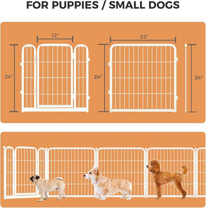 FXW Homeplus Dog Playpen for Indoor Use - Stress-Free and Safe Play, Heavy Duty 24 Inch 6 Panels Dog Pen for Puppies and Small Dogs, White_atented