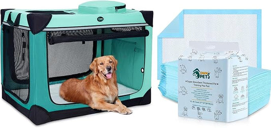 Ownpets 42 inch Collapsible Dog Crate and Dog Pee Pads 40 Counts