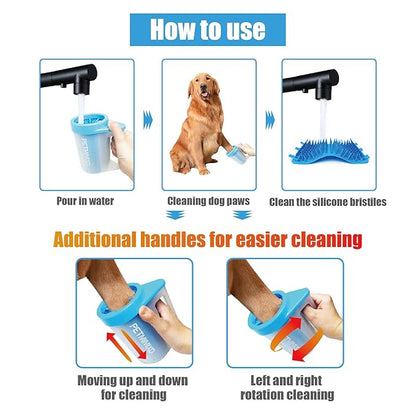 Dog Paw Cleaner for Dogs with Handle, Medium, Blue