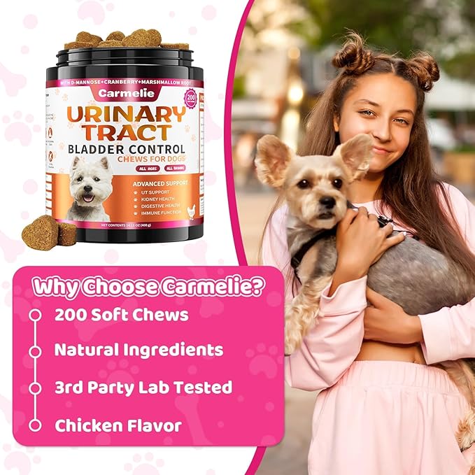 Dog Urinary Tract Supplement, Cranberry Supplement for Dog Urinary Tract, Bladder Support, Kidney Support, 200 Chews Natural Cranberry Support for Dogs