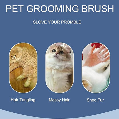 Dual Row Rubber Handle Dog Brush for Small Dogs -Grooming Tool for Puppies, Yorkies, Shih Tzus, Maltipoos & Maltese (Blue)