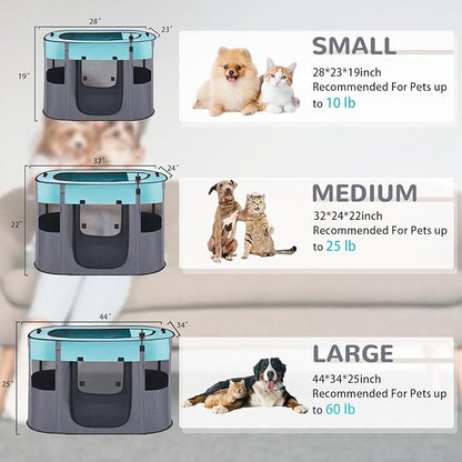 Dog Playpen,Cat Crate,Portable Pet Playpen, Foldable Kennel for Puppy Kitten Rabbit,Breathable Shade Cover,Indoor Outdoor Travel Camping Use for Puppy Cat Dog Green S