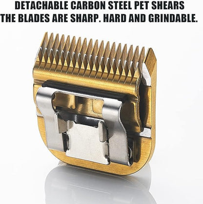 5F/4F/30/10 Detachable Pet Dog Grooming Clipper Carbon Steel Sharp,Compatible with Andis,Oster A5,Wahl KM Series Clippers,Cut Lengt 3/8"(9.5mm) 1/8"(3.2mm) 1/16"(1.5mm) 1/50" (0.5mm) 4 Pack