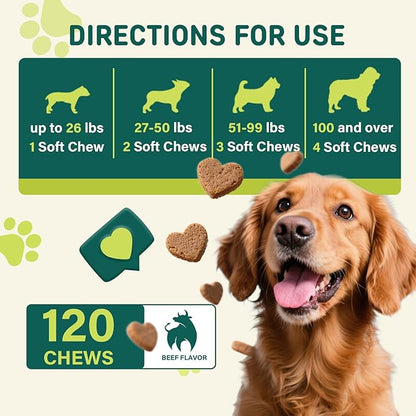 Tear Stain Chews for Dogs - Dog Tear Stain Remover & Supplement with Antioxidant Blend, Vitamin C, Lutein - 120ct Beef Flavor Soft Chews for Eye Health & White Fur Care (ND-038)