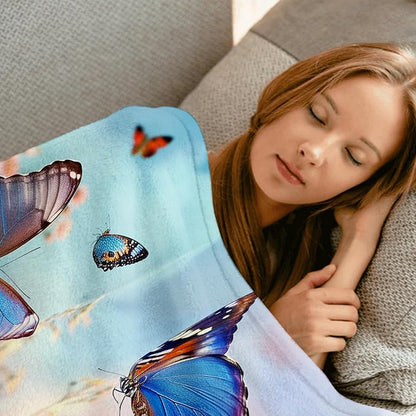 Enchanted Garden Butterflies Throw Blanket - Soft, Cozy, Lightweight Flannel - Warm, Plush, Fuzzy Decor for Couch, Office, Travel - Vibrant Flower and Butterfly 40×50 Inch