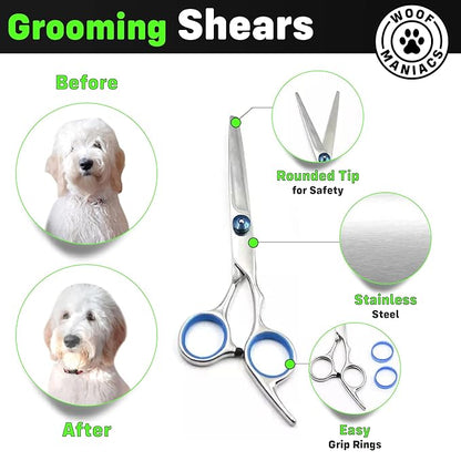 Doodle Grooming Kit with Carrying Case - Labradoodle, Goldendoodle, Bernadoodle & Poodle Slicker Brush, Dematting Comb, Grooming Scissors & Detangling Brush - Short & Long Haired Dog Kit