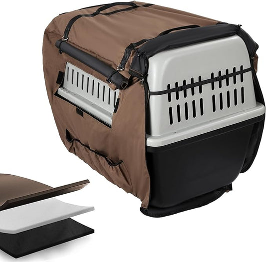 BALAPET Large Thickened Insulated Dog Kennel Cover for Cold Winter, Durable Waterproof Oxford Fabric Pet Crate Cover with Windows, Privacy Cover for Light Reducing Puppy Anxiety, Training Cage Topper