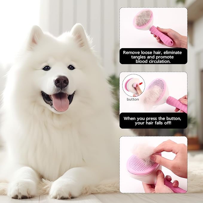 7PCS Pet Grooming Bath Brush Set Dog Shampoo Brush Dog Shower Scrubber Self Cleaning Slicker Brush for Short-haired pet Wash Towel