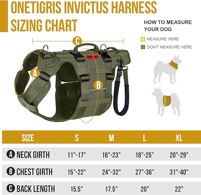OneTigris Dog Lift Harness for Large Dogs, Dog Hip Support Brace, Full Body Dog Lifter with Handles Invictus Multifunctional Mobility Assistance Vest for Back Legs (Green, Medium)