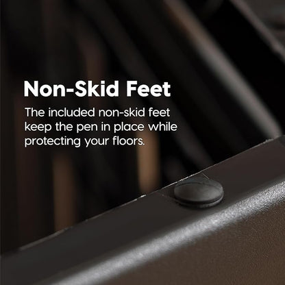 34" 8-Panel Pet Playpen with Door, Medium Large Dog Secure Easy Assemble Easy Storing Customizable + 34''H 2 Add on Panels, Heavy-Duty Molded Plastic Rust-Free Non-Skid Rubber Feet, Black