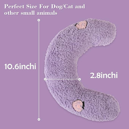 T'CHAQUE Dog Pillow Bed, Cat Calming Pillow, Dog Neck Pillow for Joint Relief Sleeping, Ultra Soft Half Donut Cuddler, Pillow Pet for Upper Spine Support, Doggy/Kitten Pillow Training Toy，Purple