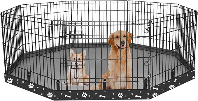 Dog Playpen Bottom Pad Fits for 24 Inch 8 Panels Regular Octagon Metal Exercise Pet Playpen, Dog Crate Pad Puppy Playpen Pad. (Note: Playpen Not Included) -Black