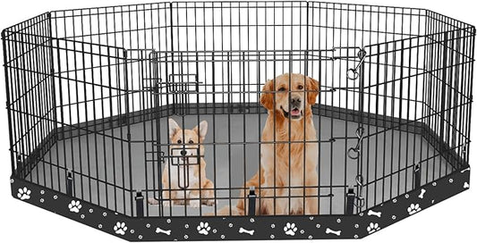Dog Playpen Bottom Pad Fits for 24 Inch 8 Panels Regular Octagon Metal Exercise Pet Playpen, Dog Crate Pad Puppy Playpen Pad. (Note: Playpen Not Included) -Black