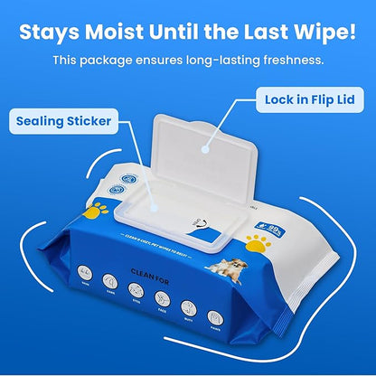 Unscented Pet Grooming Wipes for Dogs & Cats - 600 Count Dog Wipes for Cleaning Paws, Body, and Butt, Thick, Soft & Hypoallergenic