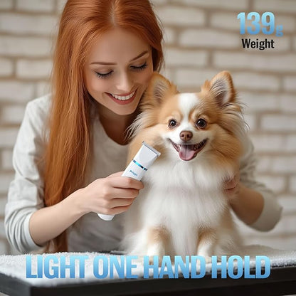 3-in-1 Dog Grooming Clippers Kit - Rechargeable Low Noise Pet Trimmer Set with Paw Trimmer, Cordless Nail Grinder, Shaver for Small Dogs & Cats - Includes 4 Guide Combs & USB Cable