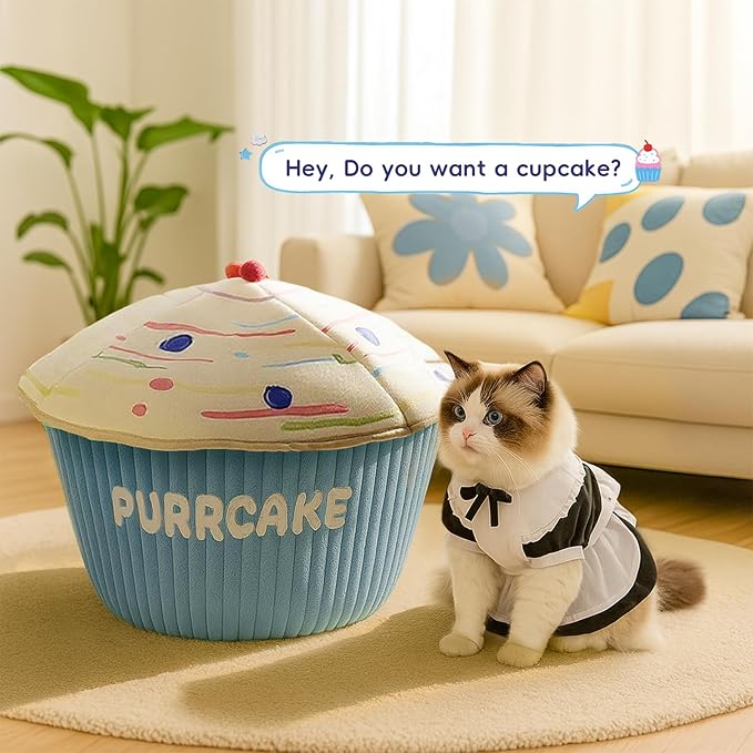 Cute Cat Beds Kitten Beds, Soft Small Dog Beds, Washable Pet Beds for Puppy and Kitty, Funny Cupcake Cat Cave, 20 Inches