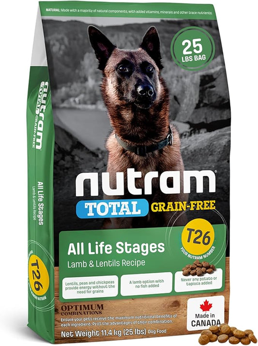 T26 Grain-Free Lamb & Lentils Dry Dog Food | High Protein, Chicken-Free Kibble with Pumpkin, Flaxseed & Salmon Oil | Easily Digestible, Allergy-Friendly for Puppies, Adults & Seniors (25 LBS)