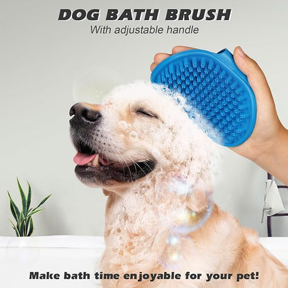 2PCS Dog Grooming Tools - Double-Sided Bath Brush for Shedding and Bathing, Suitable for Short/Long Haired Dogs, Premium Pet Supplies (Black Blue)