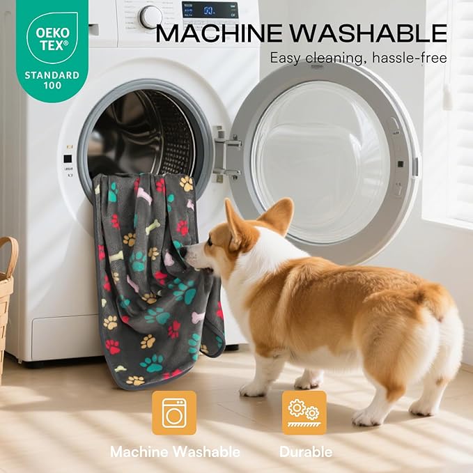 Luciphia 1 Pack 6 Dog Blankets Cat Soft Fluffy Fleece Pet Blanket Warm Cute Print Design Puppy Kitten Doggy Bone Small(23"x16")