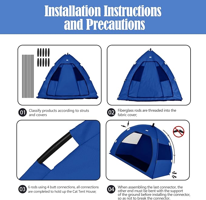 Cat Tent Outdoor House and Dog House Outdoor, Cat and Dog Waterproof Tent House, Outdoor Dog Bed Washable, Indoor/Outdoor Cave Nest Bed Small Dog Tent for Cat, Bunny (Navy Blue, Extra Large)