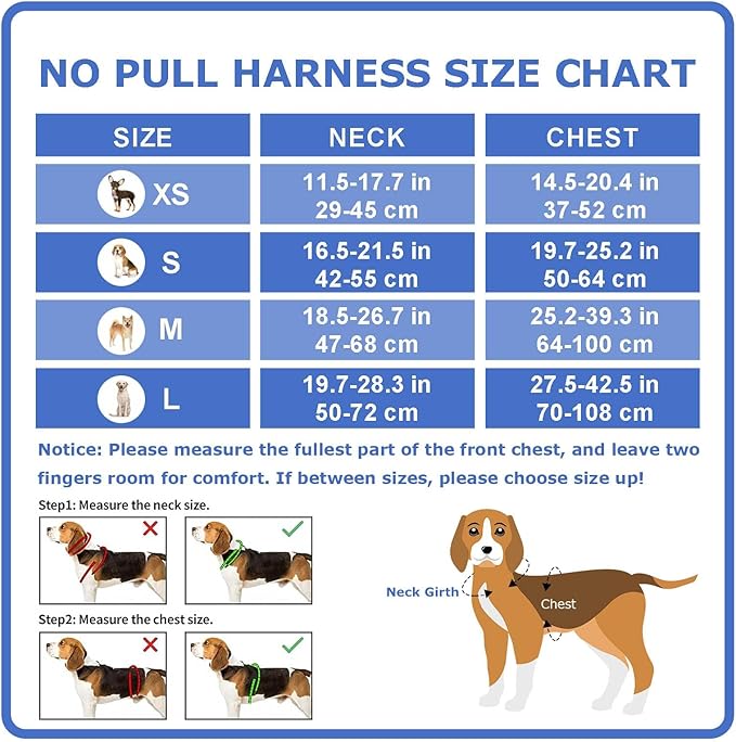Dog Harness Small Sized Dog, No Pull Pet Harness with 2 Leash Clips, Adjustable Soft Padded Dog Vest Harnesses, Reflective No-Choke Pet Oxford Vest