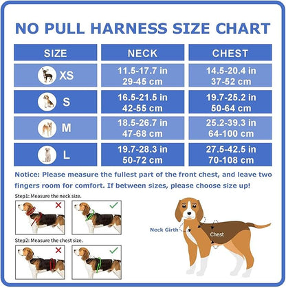 Dog Harness Small Sized Dog, No Pull Pet Harness with 2 Leash Clips, Adjustable Soft Padded Dog Vest Harnesses, Reflective No-Choke Pet Oxford Vest