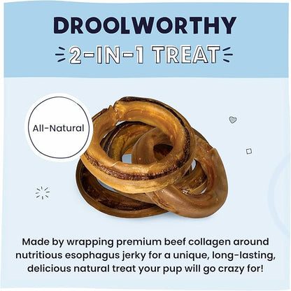 Pawstruck 2-in-1 Collagen Wrapped Jerky Natural Treats for Dogs - 5 Rings - Limited Ingredient Grain Free for Small, Medium, and Large Dogs