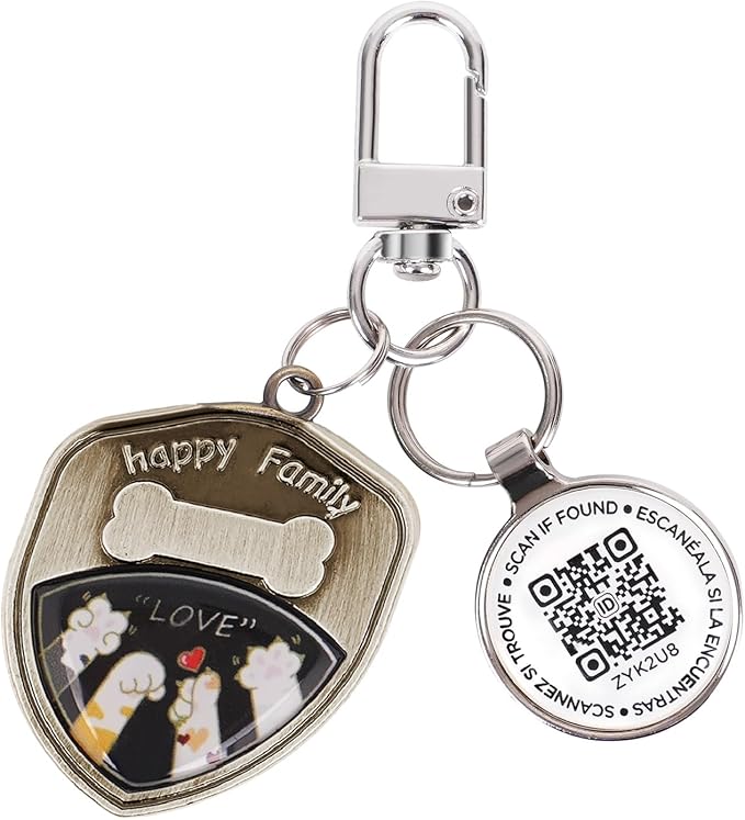 Dog Tags Personalized QR Code Dog Tag, Retro Brass Personalized Pet ID Tags Modifiable Pet Online Profile, Multiple Emergency Contact, (Pet Paw)