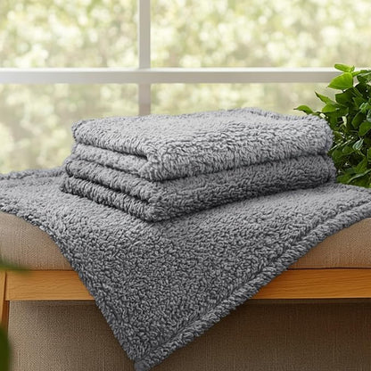 1 Pack 3 Calming Blankets Fluffy Premium Fleece Pet Blanket Soft Sherpa Throw for Dog Puppy Cat Grey Medium (30_20'')