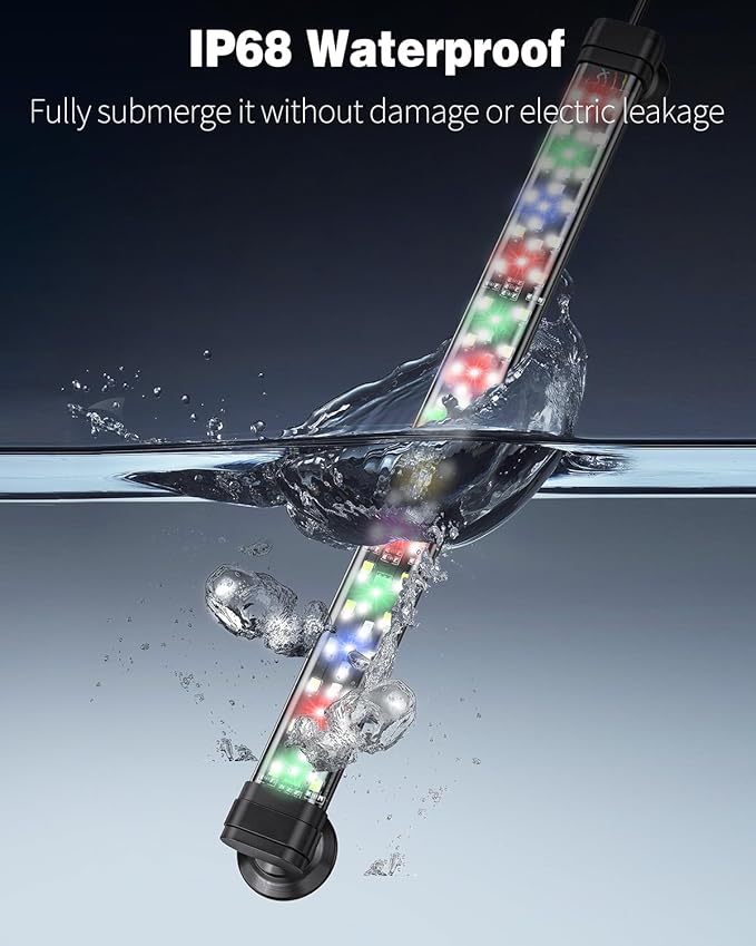 Pawfly 6.5 W Aquarium LED Light 12 Inch 24/7 Fish Tank Light with Full Spectrum IPX8 Waterproof Lights Multi-Colored LEDs with D/N Mode Single Color Effects Timer and Adjustable Brightness