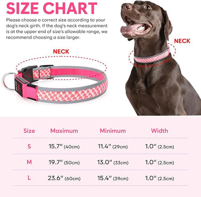 Light Up Dog Collars for Small Dogs, USB Rechargeable Flashing Dog Collar, Led Dog Collar with Reflective Edging - Glow in The Dark Lighted Collar - Dog Glow Collar for Night Walking - Pink, S