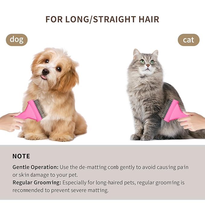 Dog Brush for Shedding cat deshedding grooming supplies for indoor short long hair pet dematting undercoat rake for brish poodle remove matted fur slicker best comb tool cepillo para perros. (Pink)
