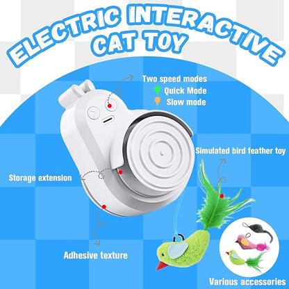 Interactive Cat Toys for Indoor Cats Automatic Electric Flying Bird Feather Cat Toy - Best Kitten & Adult Cat Enrichment Toy Stick-on Hanging Electric Kitty Toys for Bored Cats