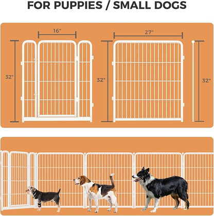 FXW Homeplus Dog Playpen for Indoor Use - Stress-Free and Safe Play, Heavy Duty 32 Inch 12 Panels Dog Pen for Small and Medium Dogs, White_atented