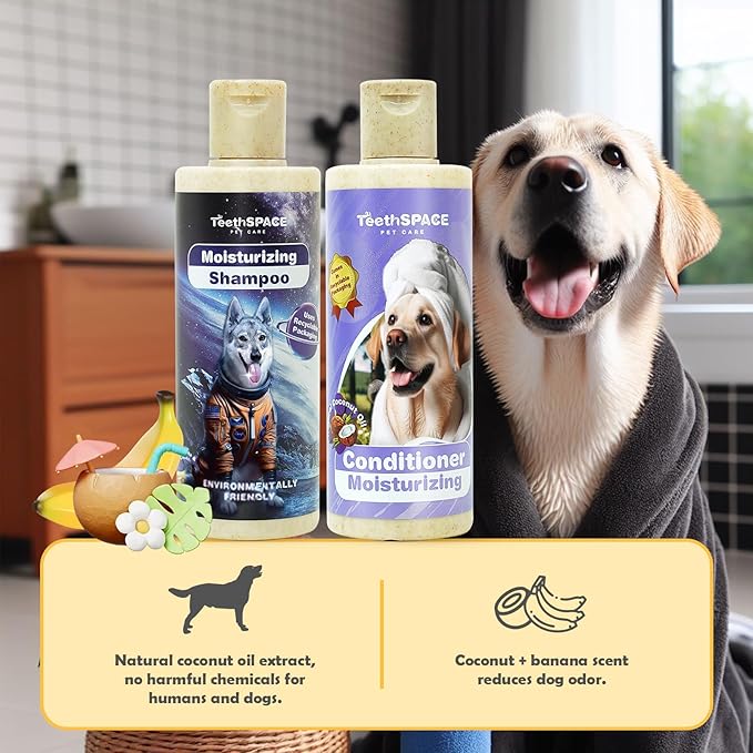 Odor Control Dog Shampoo and Conditioner Set, Dry Skin&Itchy Relief，for Allergies and Itching Dog or Puppy，Hypoallergenic Dog Shampoo for Sensitive Skin(Net 6.76 FL Oz)