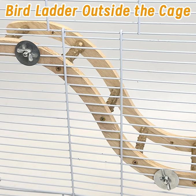 Hamiledyi Nature Wooden Bird Ladder Pet Parrots Climb Bridge Exercise Stands for Parakeet Climbing Chewing Bridge Bird Cage Accessories for Cockatiel Parakeet Lovebirds Budgie