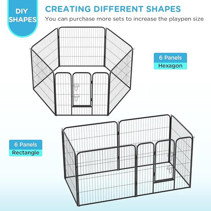 BestPet | Dog Playpen | 32 Inch, 6 Panels | Heavy Duty Metal Pet Exercise Pen | Indoor Outdoor Fence Panels | Rust-Resistant, Removable, Tool-Free Setup | Anti-Skid, Expandable Design