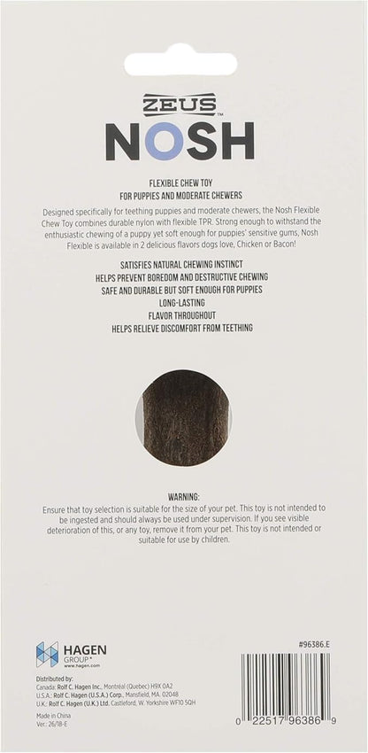 ZEUS Nosh Flexible Dog Chew Bones, Dog Chew Toys for Puppies Teething, Long Lasting Bacon Flavor, Medium