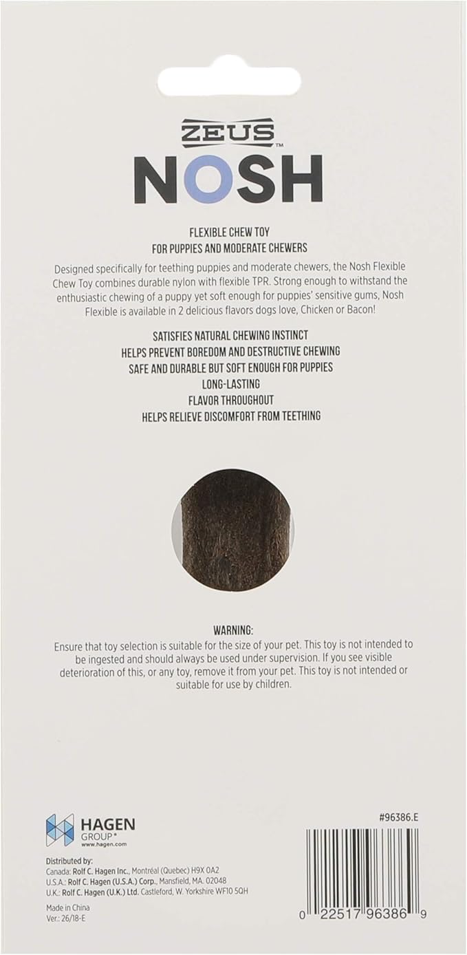 ZEUS Nosh Flexible Dog Chew Bones, Dog Chew Toys for Puppies Teething, Long Lasting Chicken Flavor, Small