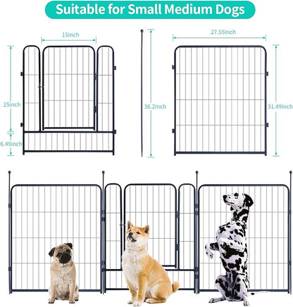 Dog Playpen Portable Outdoor Dog Fence, Dog Playpen for Large/Medium/Small Dogs, Dog Fences for The Yard with Doors Foldable Metal