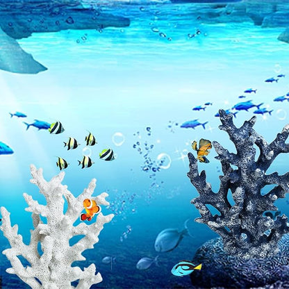 PINVNBY Artificial Coral Ornament Aquarium Sea Plants Decoration Underwater Craft Resin Fish Tank Landscape (White)
