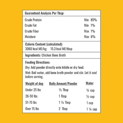 8oz Chicken Bone Broth Powder for Dogs and Cats – Premium Human Grade Chicken Broth Topper for Picky Eaters –Supports Joints and Gut Health – Bone Broth for Cats - Dog Food Toppers For Dry Food